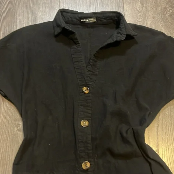 🛑SOLD NWOT SHEIN black linen feel romper - Picture 2 of 5